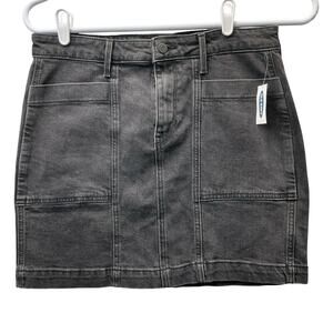 Old Navy Size 8 Womens Black Skirt Denim Jean Short Stretch New NWT